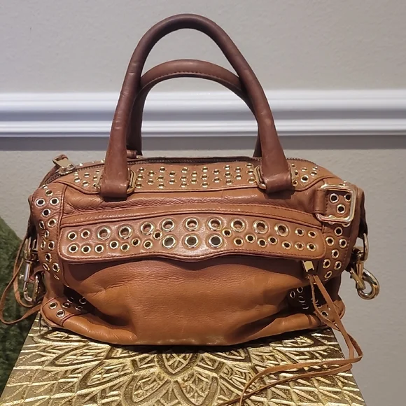 Rebecca Minkoff Morning After Bag Studded Camel Leather - Picture 1 of 12